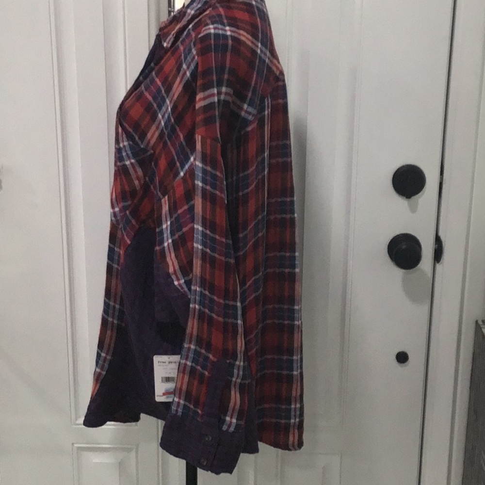 Free People Plaid Oversized Button Down Shirt - Size L - Picture 5 of 16